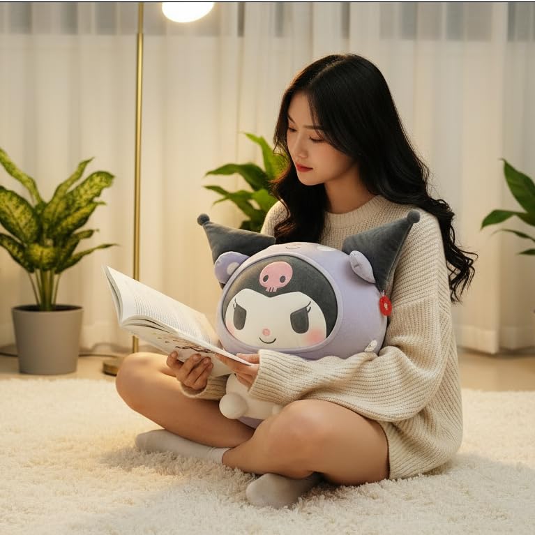 Image of MINISO Kuromi Head Shape Plush Toy 40cm | Soft Cute Plush Stuffed Toy for Kids & Fans