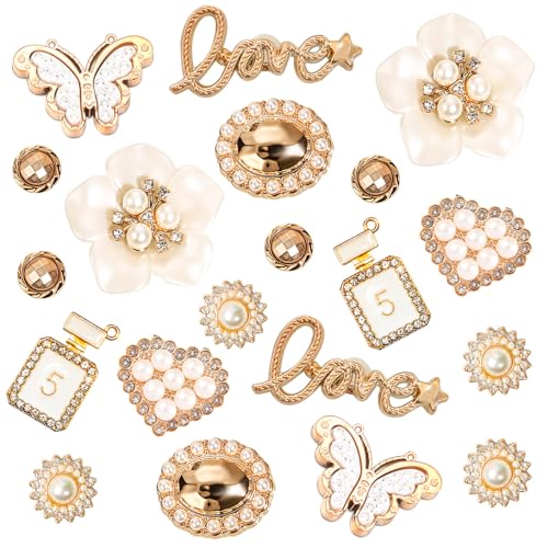 JOOTUEPO - JOOTUEPO 20 PCS Charmes de Chaussure, Accessoires de Chaussure en Strass, breloques de chaussures amovibles pour sabots, motif fleur en cristal, amour, papillon, accessoires de chaussures pour filles