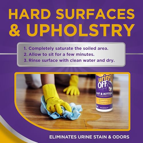 Image of Urine Off Kitten & Cat Pet Stain Remover | Freshly Scented Carpet Cleaner | Bio Enzymatic Stain & Urine Odor Eliminator | Pet Safe Cleaner | 32 oz.