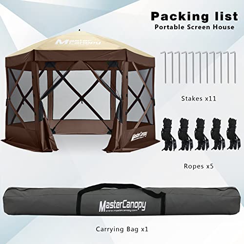 Image of MASTERCANOPY 12.5x12.5 Portable Screen House Room Pop up Gazebo Outdoor Camping Tent with Carry Bag (12.5x12.5,Beige&Coffee)