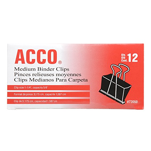 ACCO Binder Clips, Medium, Black, 12 per Box, 2 Boxes (72062) - Thumbnail 5