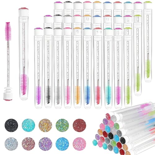 30 Pcs Eye Lash Brush Mascara Spoolies Empty Mascara Tube and Wand Eyelash Spoolies Eye Lash Brush Suitable for Care Clean Eyes Lashs Combing Eyelashes Women Eyelash Brushes Spoolie