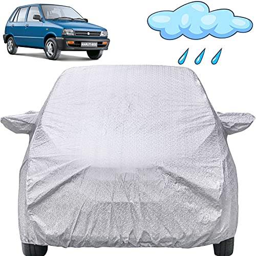 Image of Autofact Waterproof Car Body Cover Compatible with Maruti Car 800 (2000 to 2008) with Mirror Pockets (Shinning Silver)