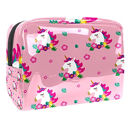 Trousse de toilette chat et licorne multicolore | Vanity souple de voyage 18.5x7.5x13cm