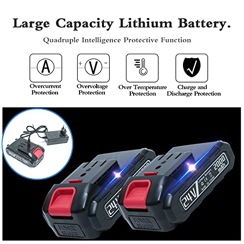 Vlovelife Mini-Kettensäge, 4-Zoll-24-V-Elektro-Kettensäge mit 2 Akkus und 2 Kettensägen, Einhändige Tragbare Akku… – Bild 6