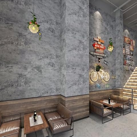 BAYYA Concrete Wallpaper Countertops Contact Paper Cement Grey Wallpaper Peel and Stick 15.75" x 196.85" 3D Rustic Industrial Style Waterproof Removable Self Adhesive Vinyl Film for Bathroom Kitchen Cover