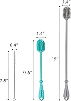 Vista 2 de LeMuna Cepillo de silicona para botellas, juego de cepillos limpiadores de botellas de agua con cepillo para popote para contenedores de cuello