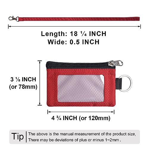 Image of CHENSPRX Minimalist RFID Blocking Small Wallet with ID Window,WaterResistant Zip Id Case Wallet with Lanyard Keychain for Cards,Cash,Travel,Women,Men