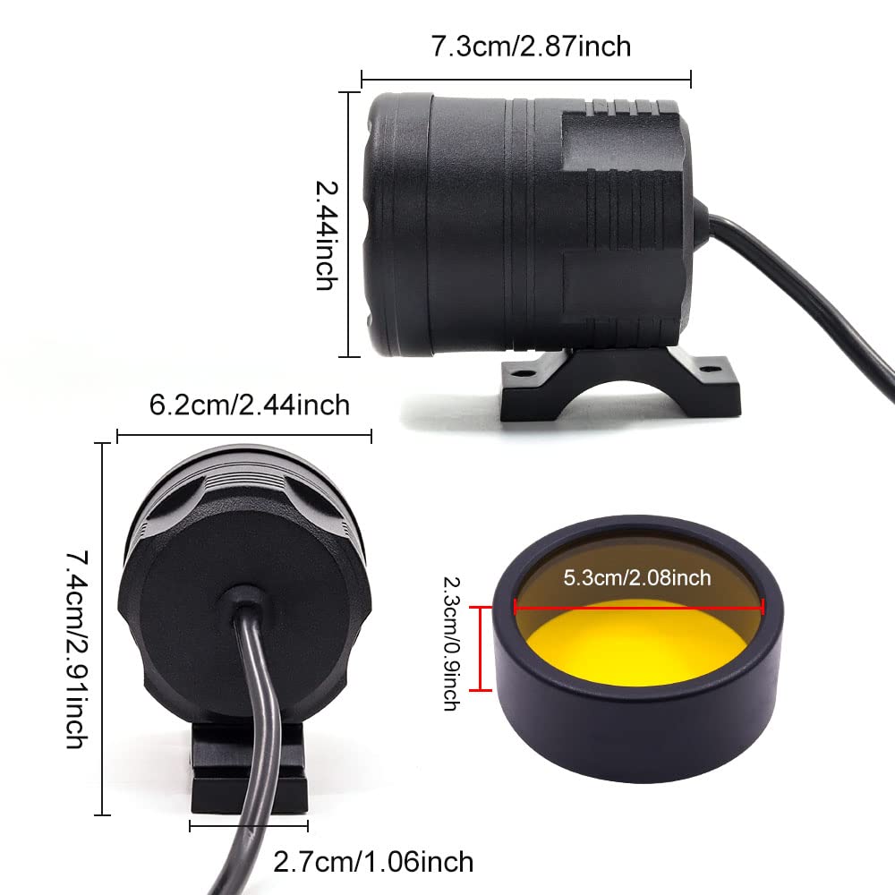 Biqing Universale Kit Fari Moto con Lente di Copertura Gialla,60W Fari Supplementari Moto LED 12V 24V Faretto Moto LED Fendinebbia Bianco 6000LM Impermeabile(2PCS)