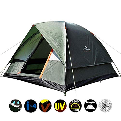 Anti-tormenta al aire libre tienda de campaña 4 personas de doble capa impermeable estupenda cuenta acampar goma camping Festival Tienda familiar, for la playa, jardín, camping, pesca, picnic, 130 * 2