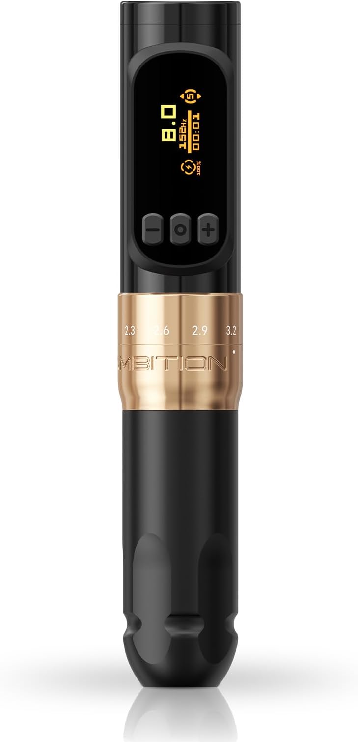 Ambition Sally 270 Rotary Tattoo Gun, Wireless Tattoo Machine with Adjustable Stroke 1300 mAh Battery 270 g.cm Torque Coreless Motor, Permanent Makeup Tattoo Pen for Eyebrow Eyeliner Lips SMP Artists