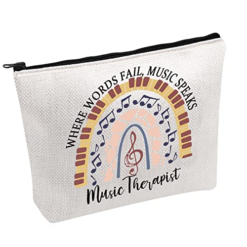 FOTAP Music Therapy Makeup Bag Music Therapist Gift Therapist Appreciation Gift For Musician Music Lovers Cosmetic Bag Musical Theater Gift (MUSIC THERAPIST)