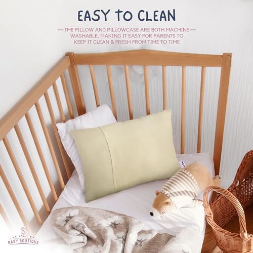 Image of Kona's Perfect Toddler Pillow - Creamy Yellow, Softest Pillowcase - 13 x 18 inch - Ages 2-3