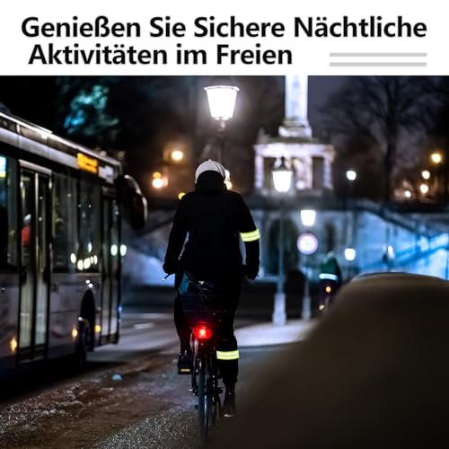 Tikplus Reflektorband, 4er Set Elastisch Fahrrad Reflektierende Bänder, Klettverschluss Reflektorbänder, Sicherheit Leuchtband für Outdoor-Joggen, Kinderwagen, Radfahren, Schwarz und Leuchtendes Grün
