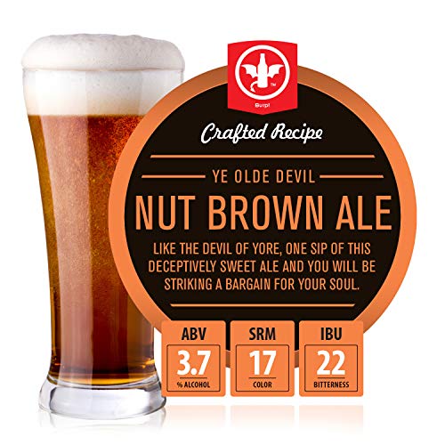 BrewDemon 2 Gal. Ye Olde Devil Nut Brown Ale Beer Recipe Kit - Makes a Wicked-Good 3.7% ABV Batch of Craft Brewed Beer