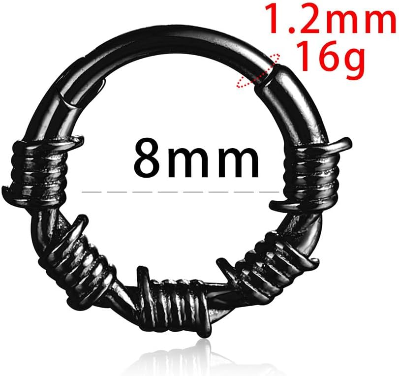 Septum rings hoops,1PCS 16G/8mm Ring Multi-Cones Surgical Stainless Steel Nose Ring Hoop Jewelry Clicker Cartilage Earring Hinged Segment Daith Piercing - Image 4