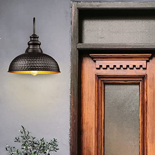 Diyel Farmhouse Outdoor Barn Light Fixtures, 12 Inch Dome Gooseneck Exterior Wall Lights, Rustic Outdoor Wall Sconces Outside Wall Mount Lantern With Bead Shape For Home, Porch, Garage, Doorway #TOP4