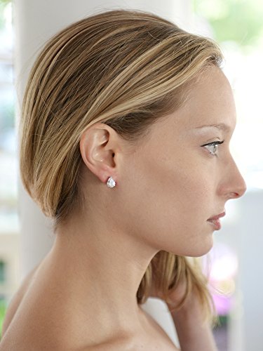Mariell Gold Cubic Zirconia Stud Earrings, Pear Shape CZ Crystal, 2 Carat Imitation Diamond Stud Earring3