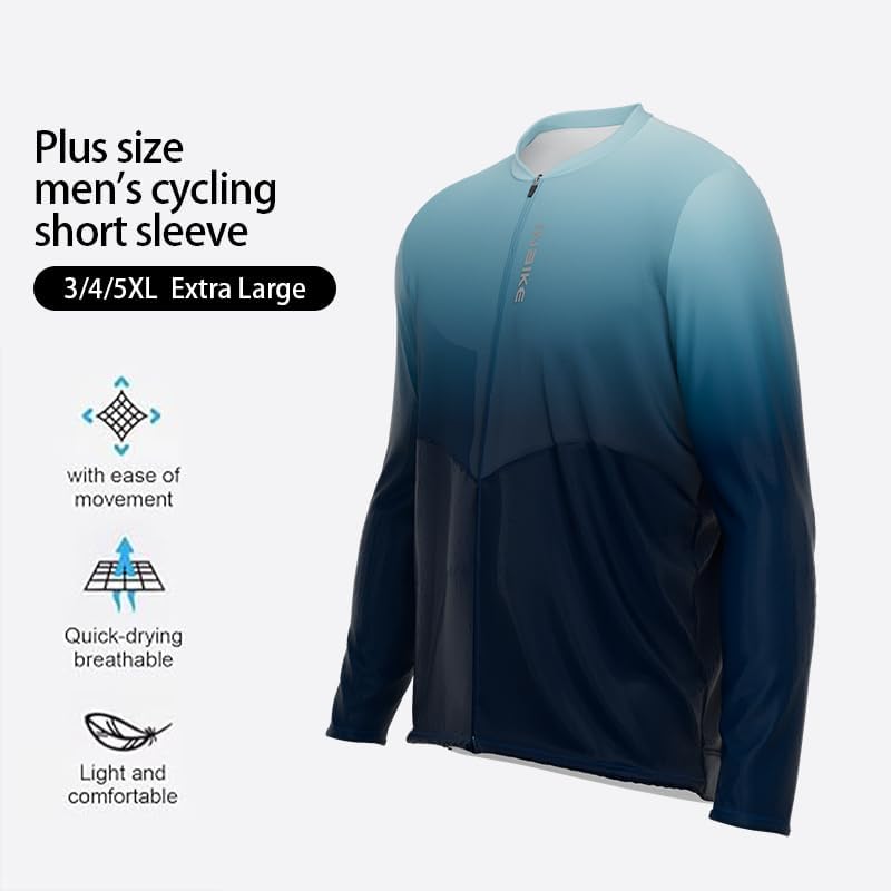 INBIKE Plus Size Cycling Jersey Men 3XL-5XL Bike Shirt for Big and Tall Short Long Sleeve Biking Clothing with Pockets - Image 6
