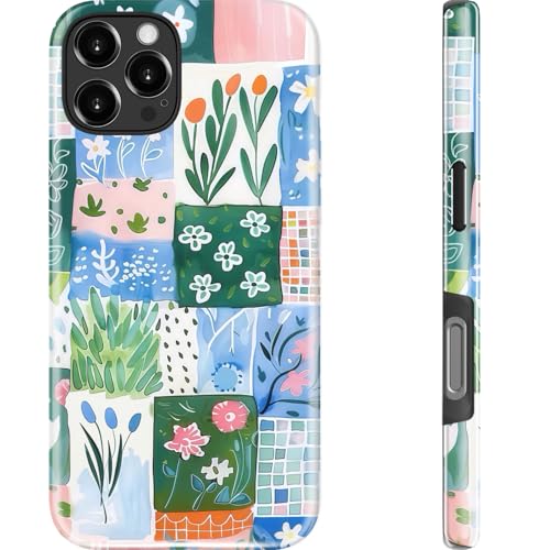 DEENAKIN Cute Case for iPhone 16 Pro Max,Preppy Floral,Wireless Charging