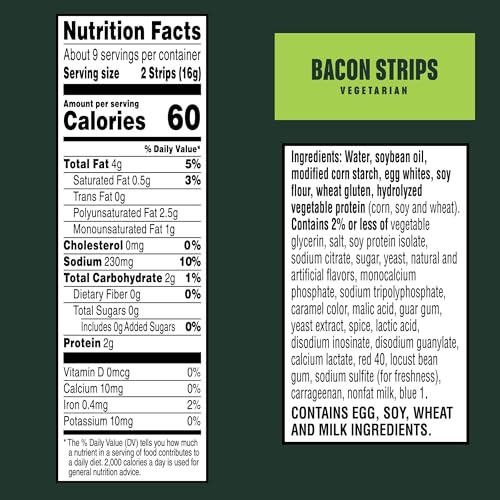 MorningStar Farms Meatless Bacon Strips, Vegetarian Meat, 5.25oz