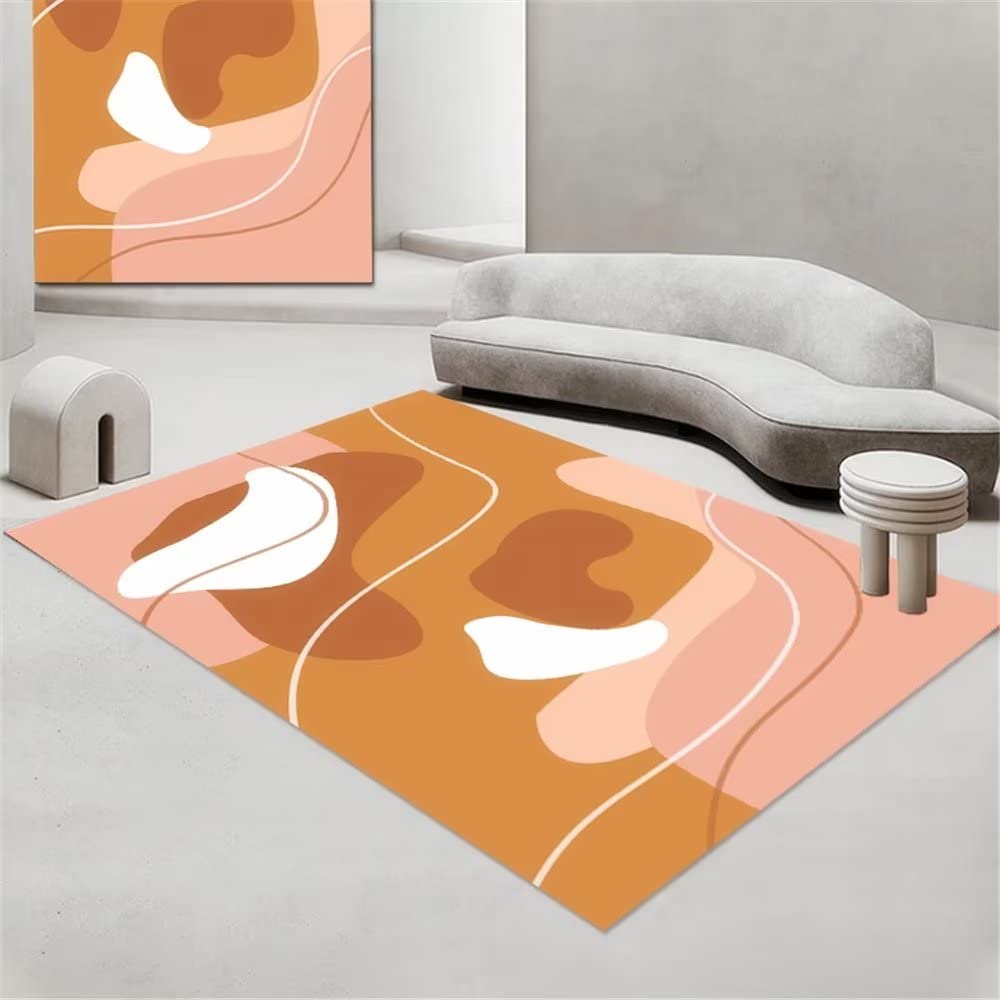 Tapis de chambre geometrique abstrait brun 80X160cm revetement de sol