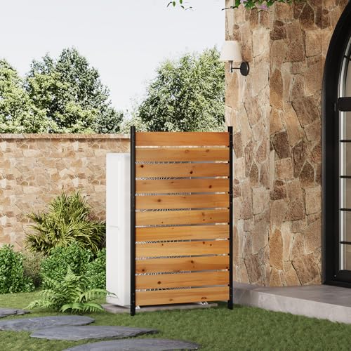 Privacy Fence Screen Outdoor Freestanding Privacy Fence Panel Decorative Patio Privacy Screen Air Conditioner Fence Outdoor Privacy Panels for Deck Porch Balcony (Wood, Reddish Brown)