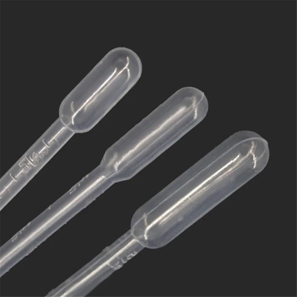 Pipetas de laboratorio desechables de plástico, 100 unidades, 10 bolsas de 5 ml, gotero graduado, gotero transparente.