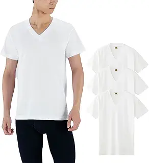 (グンゼ) G.T.HAWKIN 厚手 インナーシャツ Tシャツ兼用可 3枚組 1枚でも着用可 よれにくい Vネック 綿100％ H15153
