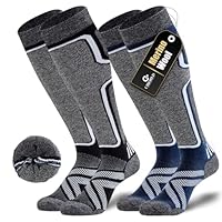 Cirorld 2 Paar Skisocken aus Merinowolle für Damen Herren, Wärmende Wolle Thermosocken Dicke Wintersocken für Kaltes Wetter, Schnee, Skifahren, Snowboarden, Schwarz&Blau 43-46