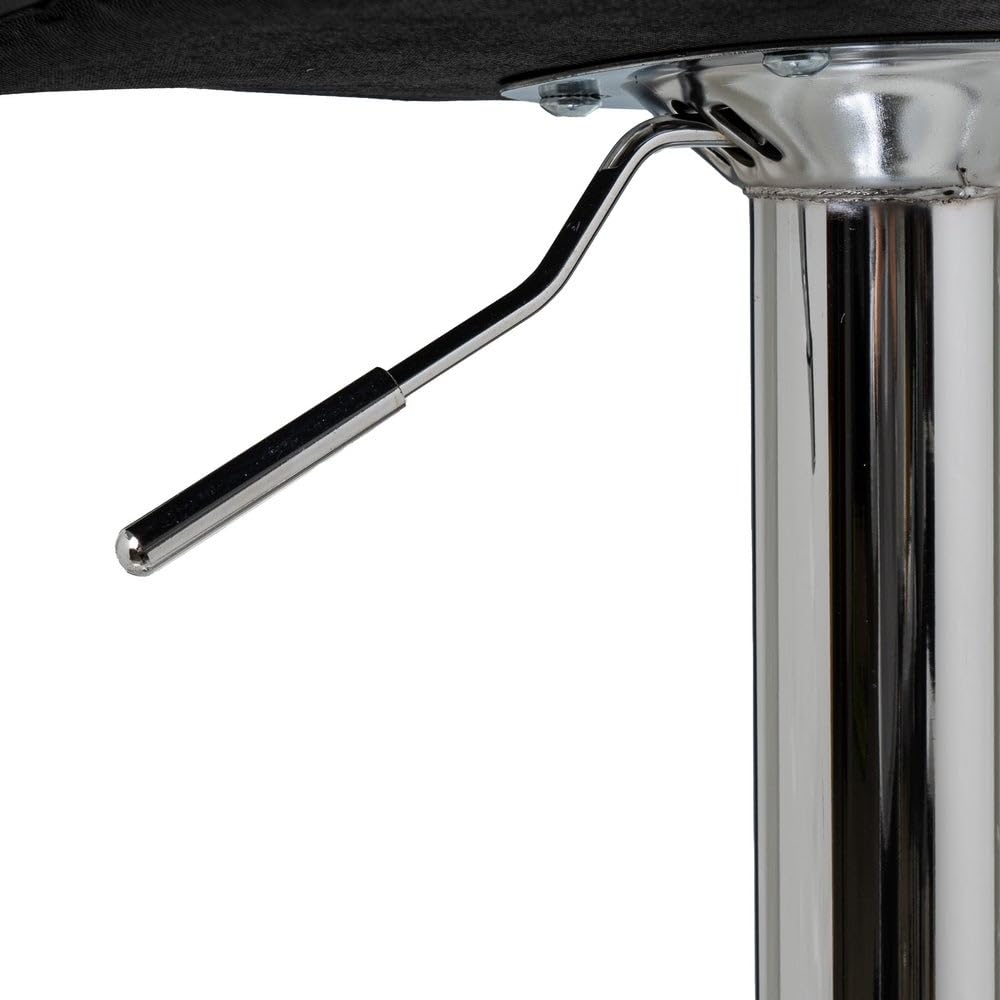 Taburete alto de cocina regulable en altura negro con respaldo alto | Asiento cuadrado y respaldo alto acolchados y tapizados en polipiel. Altura ajustable de 72 a 92 cm. Resiste hasta 120 kg