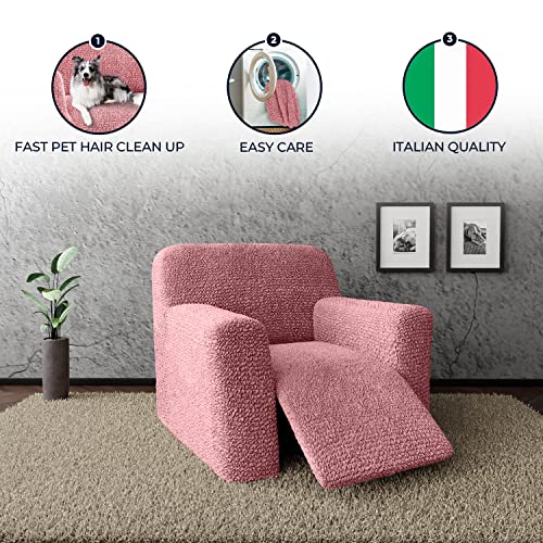 Paulato By Ga.i.co. Recliner Slipcover - Recliner Chair Cover - Soft Polyester Fabric Slipcover - 1-Piece Form Fit Stretch Furniture Protector - Microfibra - Coral Pink (Recliner Cover) #TOP5