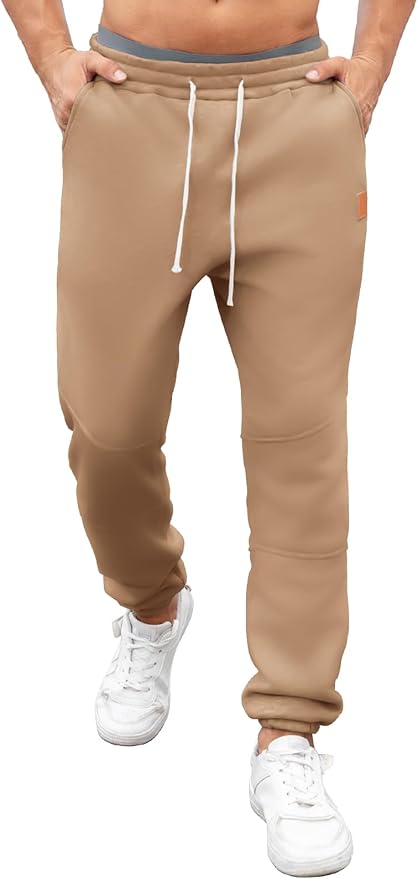 Pantalon De Survêtement Homme Polaire Hiver - Coupe Ample, Bas élastiqué, Poches, Noir XXL