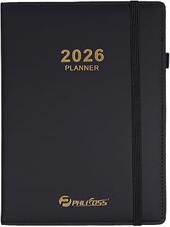 Daily Planner 2026 / Appointment Book, One Page Per Day, Jan - Dec 2026, Annual Daily Monthly Calendar Planner with Hourly Schedule and Monthly Tabs, 5.7" x 8.3" Agenda (Black)