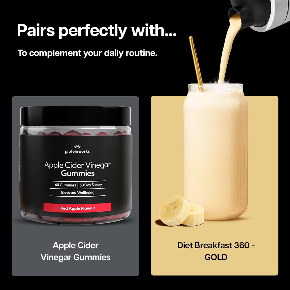 Protein Works | Diet Breakfast 360 - GOLD Innovation, On-the-Go Healthy Weight Loss Meal Replacement Shake, Added Caffeine, Low Sugar, Banana Cake, 9 Servings, 500g