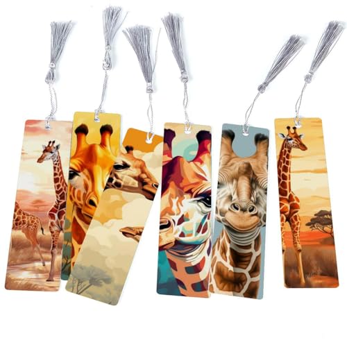 Marque-pages girafe lot de 6, accessoire de lecture et papeterie pour femme