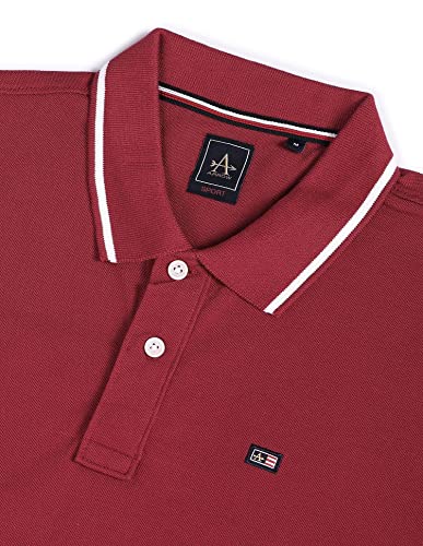 Arrow Men Burgundy Striped Collar Pique Polo Shirt