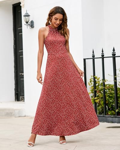 Image of STYLEWORD Women's Summer Floral Halter Maxi Dress Vacation Semi Formal 2026