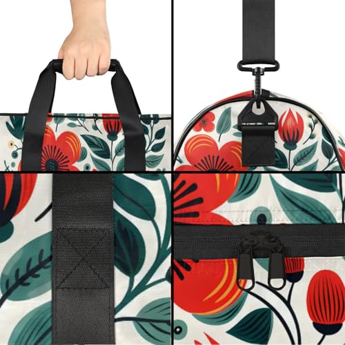 Plants Gym Bag for Womens Mens with Shoes Compartment, Flowers Duffle Bag for Airplane Sport Gym Tote Bags Yoga Waterproof Weekender Travel Bag4