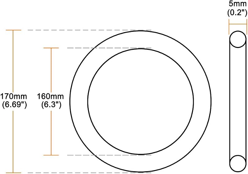 sourcing map Inel de etanșare din cauciuc nitrilic Tonic Joints, diametru exterior 170 mm, diametru interior 160 mm, lățime 5 mm, 1 buc.