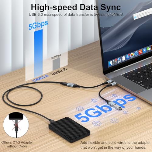 Adaptador USB C a USB de 5 Gbps transferencia rápida OTG para Android y cámara 3