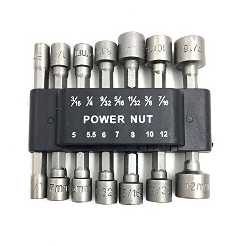 PANOVO (14pcs) Quick Change Power Nut Driver Bit Set Steel Metric Socket Wrench Set 1/4'' Hex Nut Driver Drill Bits for Quick Change Chuck Adapter, Electric Hand Drill, Screwdriver