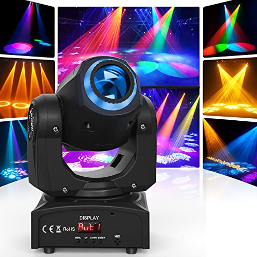 DELIBANG Moving Head DMX LED Stage Lights 10/12 Channels 50W Sound Activated Spotlight RGBW Gobos for DJ Disco Party Lights on Halloween Christmas Black