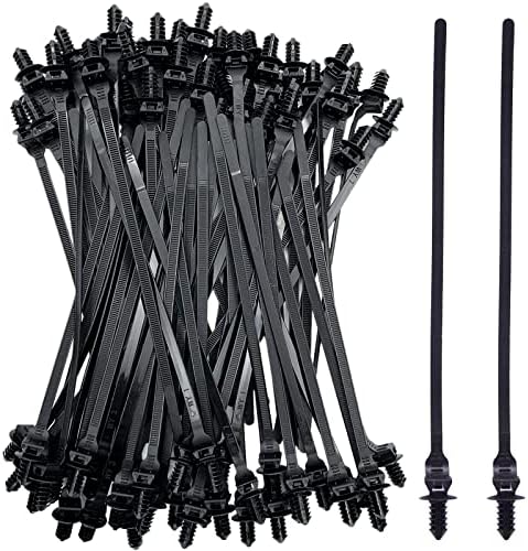 80 Pack Nylon Push Mount Cable Zip Tie, 8.3"x0.18" Heavy Duty Nylon Push Mount Self Locking UV Resistant Assortment for Indoor Wire Tying (Black)