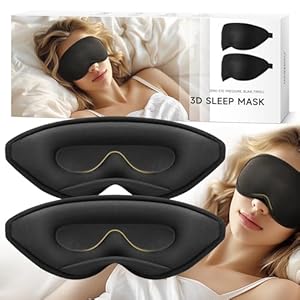 Sleep Mask Eye Mask for Women Men Eye Mask for Sleeping 3D Sleep Mask 100% Light Blocking, Eye Mask for Lash Extensions, Blindfold for Yoga, Traveling, Nap, 2 Pack