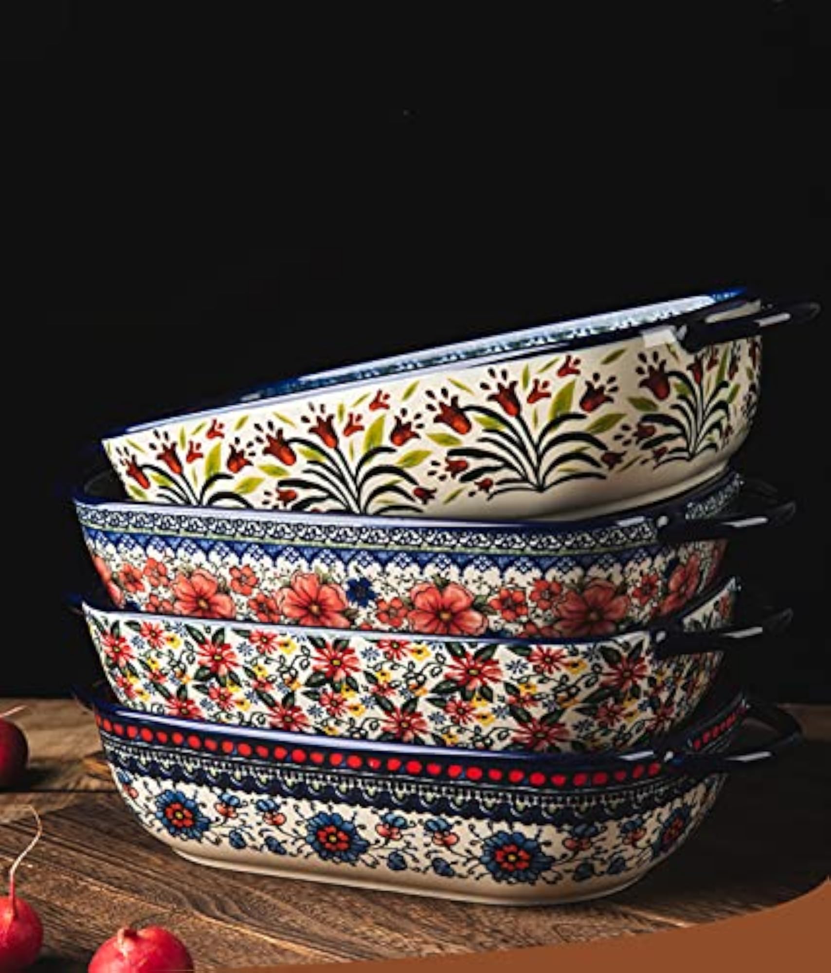 Vintage Style Pottery Casserole Dish Baking Pan