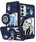 Funermei 2in1 - for Samsung Galaxy S25/S24 Case Women Cute Girls Phone Cover Girly Skull Skeleton Unique Design Camera Cover Compatible with MagSafe Ring Holder Stand for S25/S24 Cases