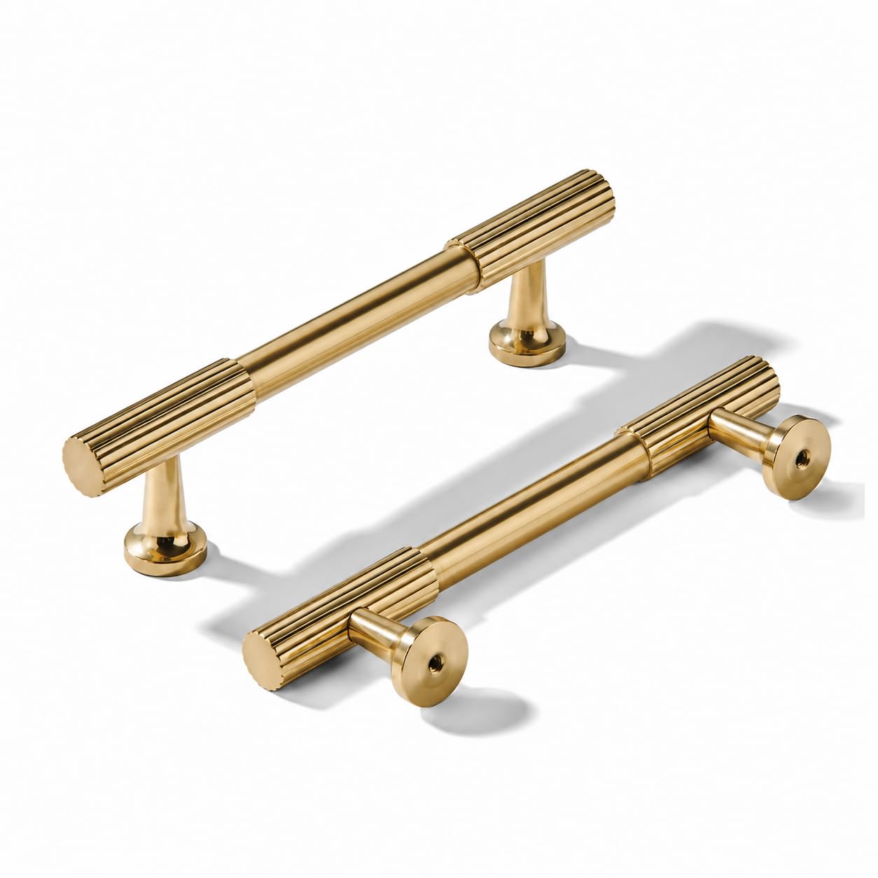 KHTUMEWARE-XB303 Unlacquered Brass Cabinet Pulls CTC 3 in (76 mm) 5-Pack in Unlacquered Brass — KHTUMEWARE