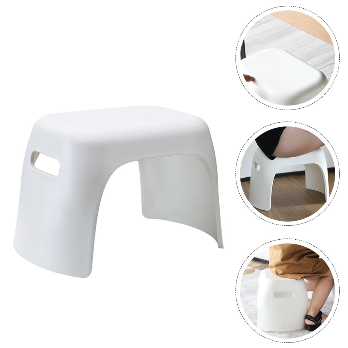 PRETYZOOM Taburete Antideslizante para Niños de PP, Compacto y Apilable, para Baño y Hogar, Reposapiés Infantil, Blanco