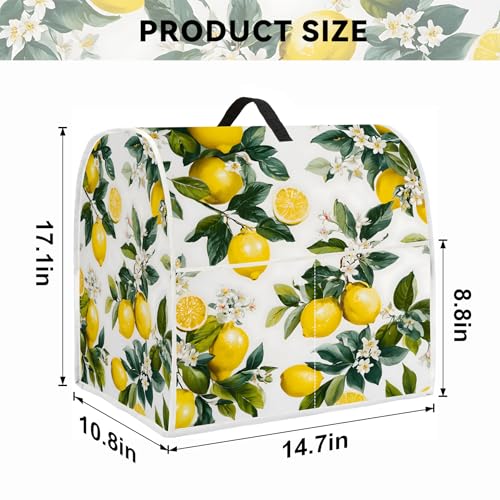 Image of Kitchen Dust Cover Compatible with 4.5 5 6 8 quart Stand Mixer, Kitchen Appliance Protective Covers with Top Handle and Pocket (Fresh Lemon Garden, For All 6-8 qt Mixer)